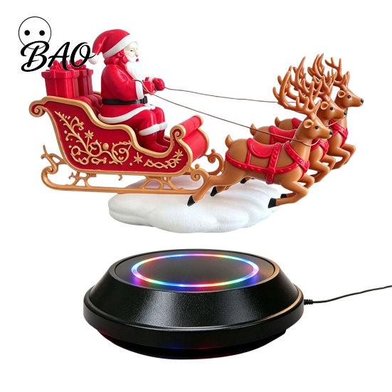 Floating Santa Sleigh Sleigh, Magnetic Levitation Santa's Flying Ornament, Christmas Office Desk Ornament Display for Home, Office, Shelf &