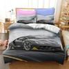 Sportwagen Bettbezug 3D Rennwagen Bedrucktes Bettwäscheset Queen King Size mit Zwei Kissenbezügen Herren Cool Polyester Für Bettdeckenbezug