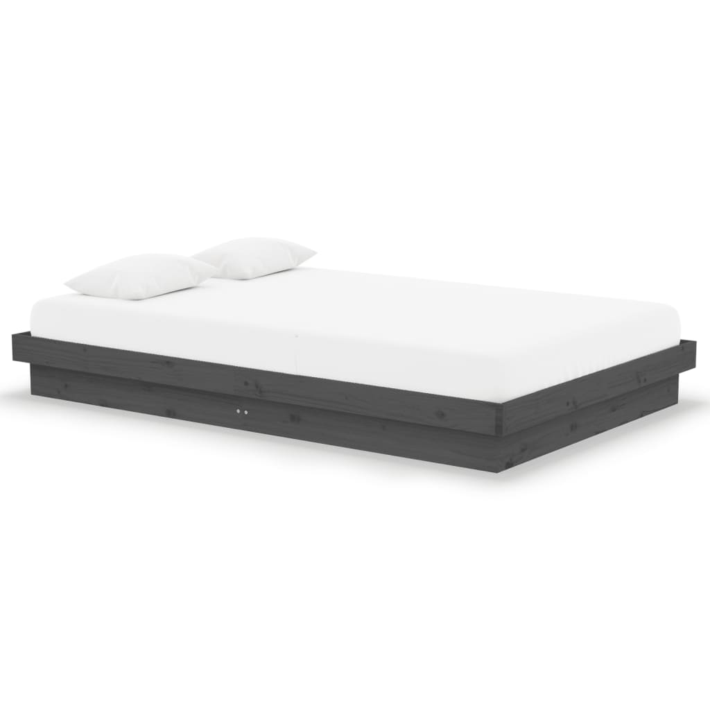 Vidaxl Bed Frame, Gray, Solid Wood, 120X190 Cm, Double