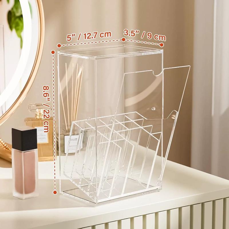 Large Capacity Makeup Brush Holder With Lid Split Acrylic Lipstick Eyeshadow Eyebrow Brushes Holder Foundation Brush Storage Box