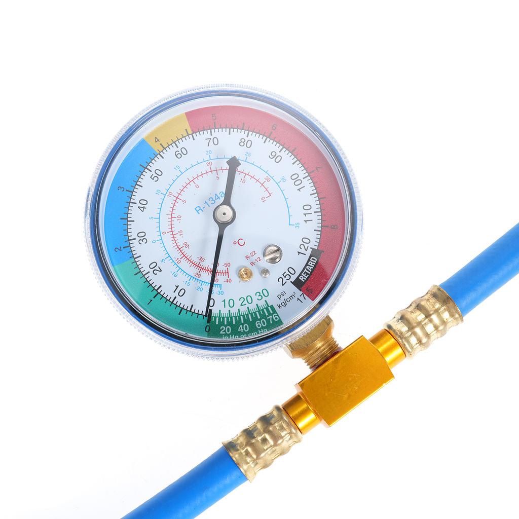 R134A AC Refrigerant Charge Hose Kit with Pressure Gauge Tap Quick Coupler, Fits for Car AC Air Conditioning Refrigerant