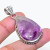 Natural Sage Amethyst Gemstone 925 Sterling Silver Jewelry Pendant 1.85" AP-15101