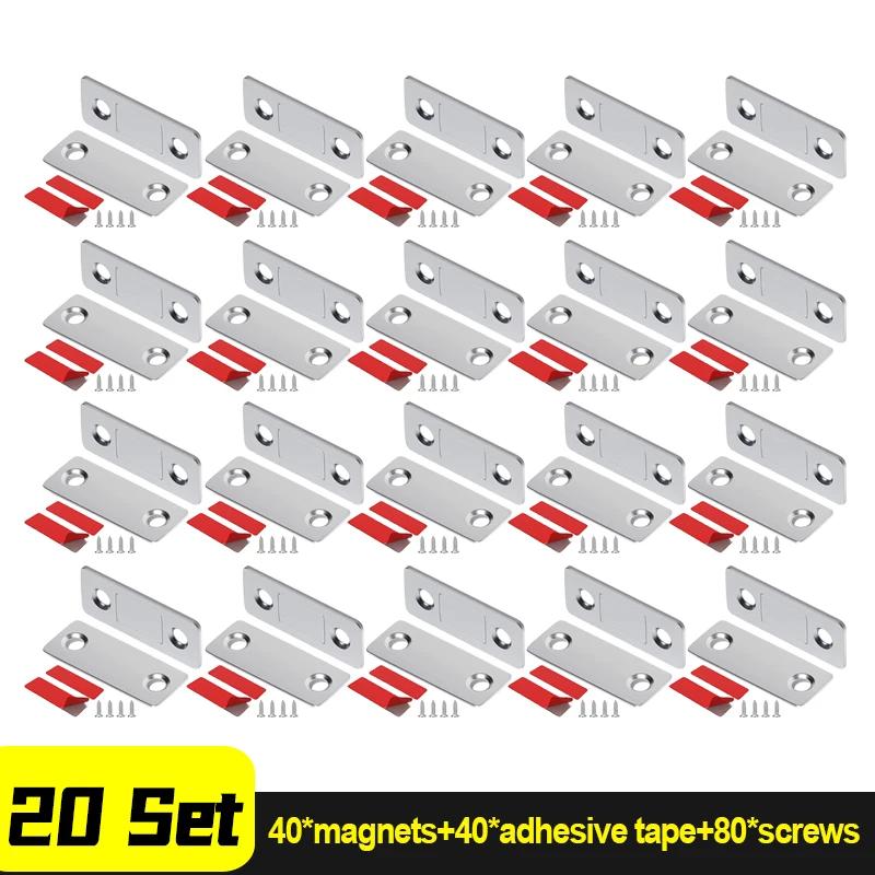 20/1Set Magnetic Door Catch Door Closed Magnets Sheet Adhesive Home Closet Drawer Cabinet Window Magnet Latches Ultra-Thin