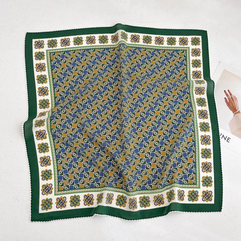 100% Silk Crepe Square Scarf Women Fashion Office Decorative Lace Neckerchief