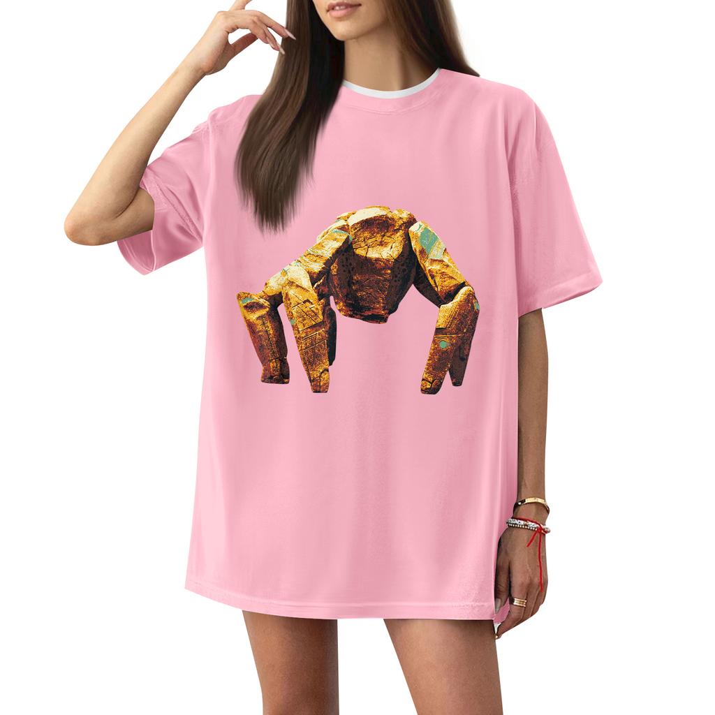 Women's Casual Printed T-Shirt Round Neck Pullover Short Sleeve Top