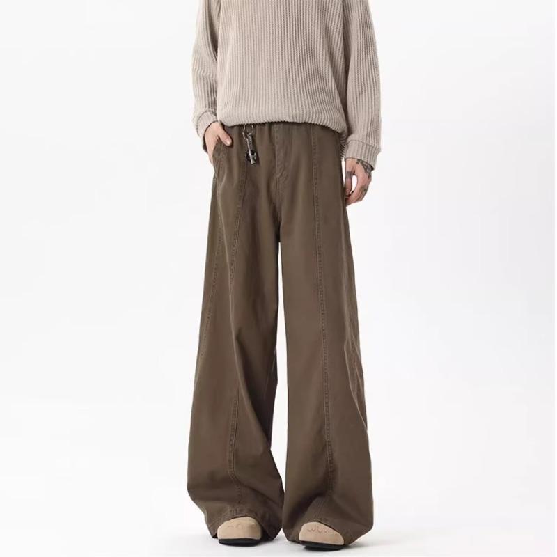 American trendy brand nfit curved split belt wide-leg pants men's and women's loose retro casual pants tide