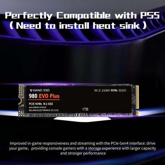 980 EVO Plus 1/2/4TB PCIe 4.0 M.2 NVMe TLC SSD Швидкість до 7300 МБ/с Читання 6800 МБ/с Запис Внутрішній твердотільний накопичувач для обчислень штучного інтелекту, ігор