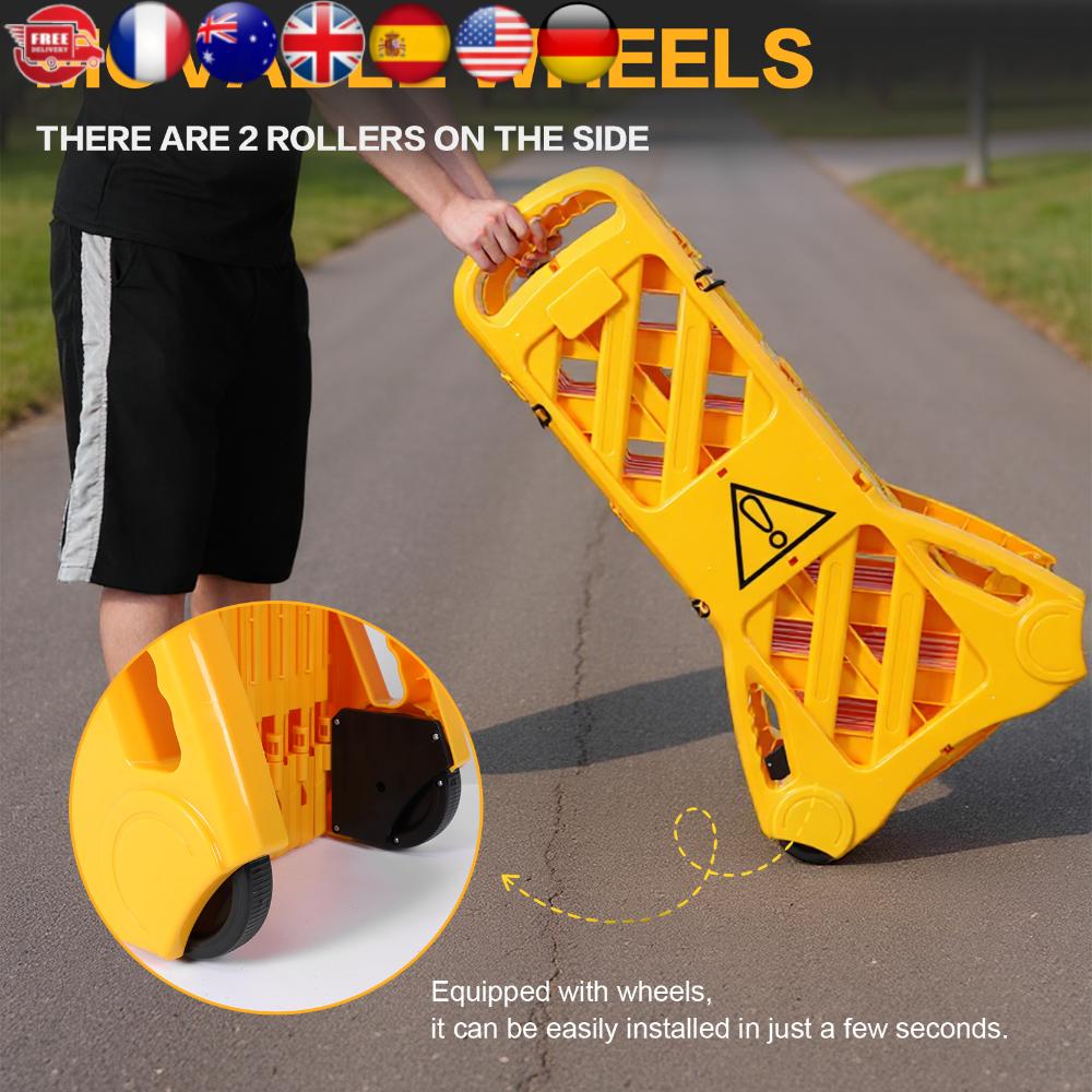 

13 Foot Retractable Driveway Fence Gate with Wheels Traffic Barricade Fence for Crowd Control Industrial Or Residential Use United States