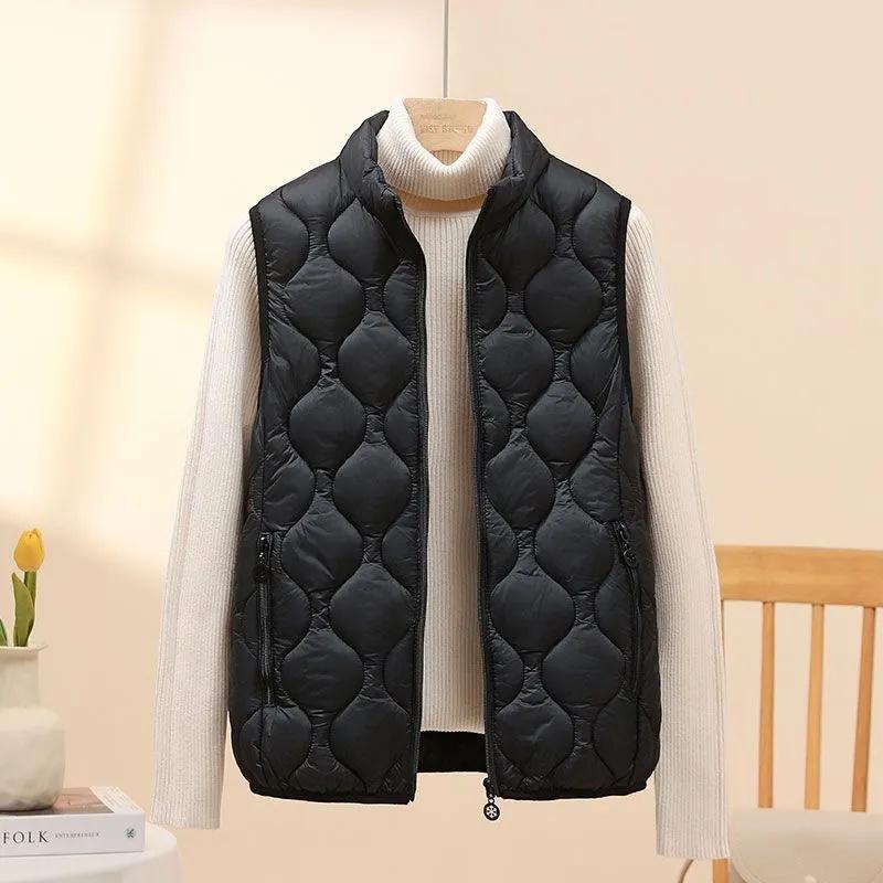 Female Short Lightweight Down Cotton Vest Jacket Autumn Winter Slim Warm Sleeveless Waistcoat Women's Casual Wear