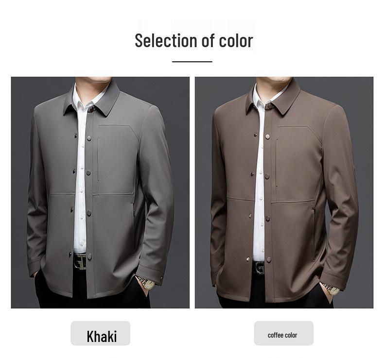 Jaqueta Masculina Casual de Negócios em Seda de Leite para Primavera - Gola Simples Outerwear Juvenil