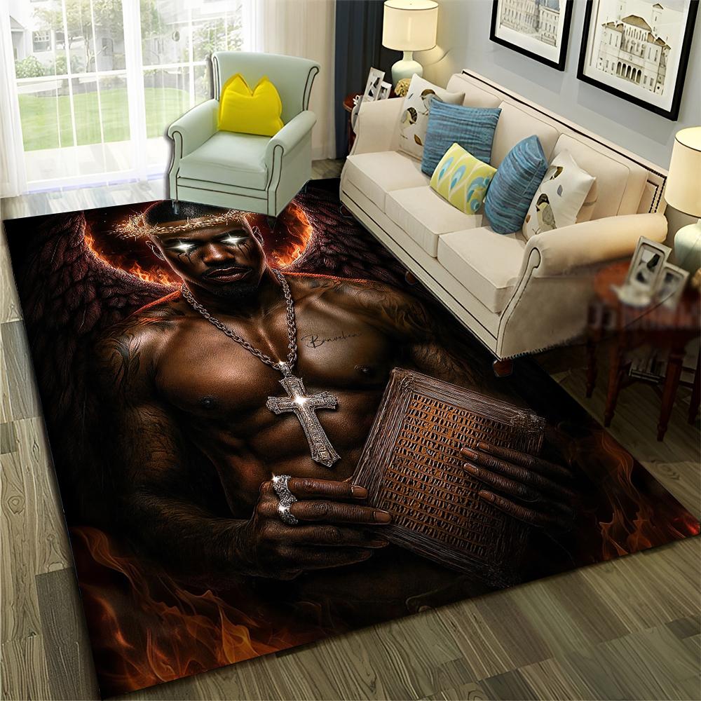 New Legend Rappers Star Art Cartoon Hip Hop Rug for Bedroom Living Room Sofa Home Doormat Decor,Kid Play Non-slip Floor Mat