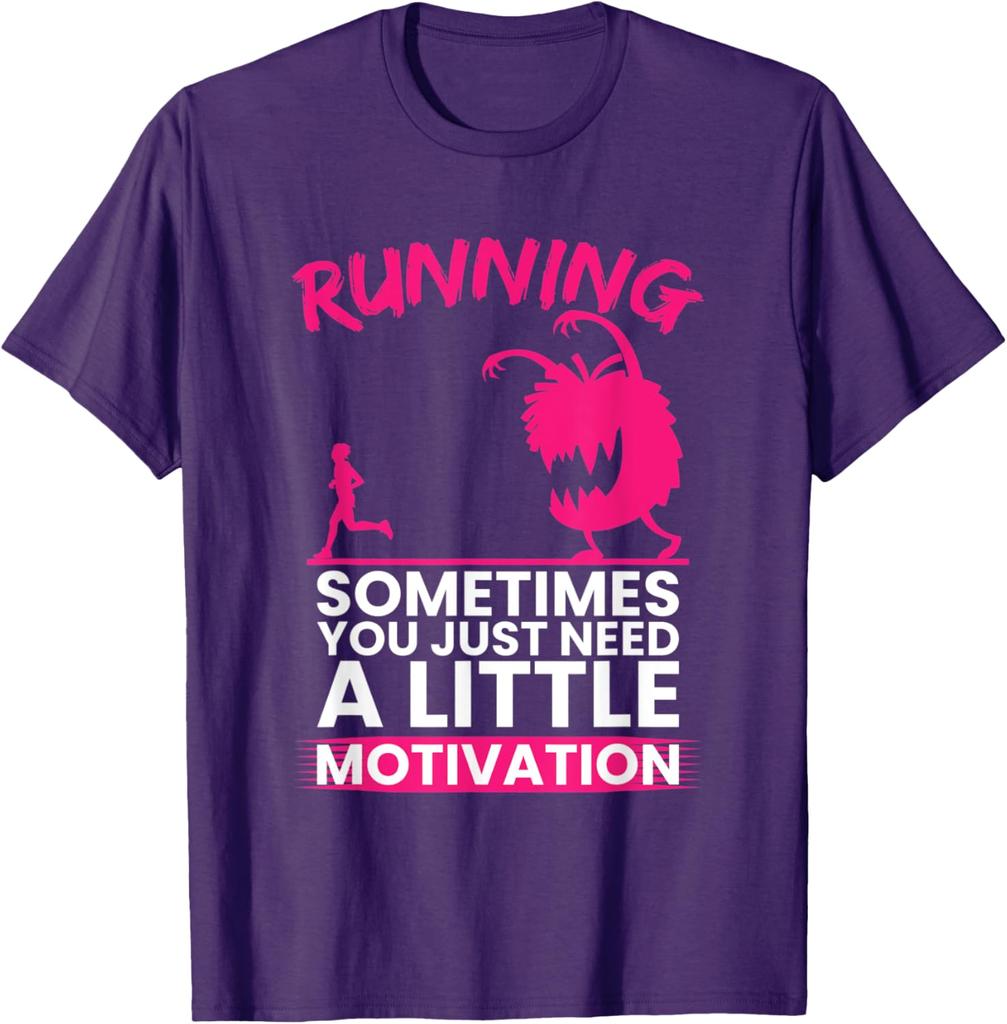 Running Monster Motivation Graphic Print Mens Cotton TShirt Casual Crew Neck Tee