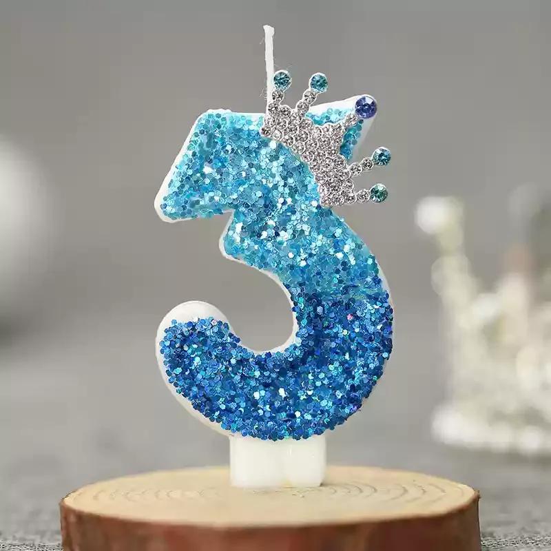 Birthday Number Candles Blue Crown 0 1 2 3 4 5 6 7 8 9 Number Cake Candles Birthday Wedding Party Cake Topper Decor