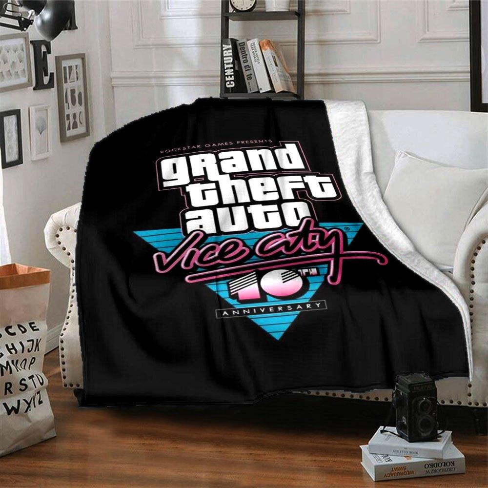 1 pezzo Coperta Morbida in Flanella Grand Theft Auto con Stampa di Designer Una coperta accogliente per tutte le stagioni, perfetta per il divano, il letto, l'ufficio
