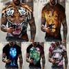 Sommarmode tigerlejon dominerande 3D-tryckt personlig cool avslappnad street style T-shirt
