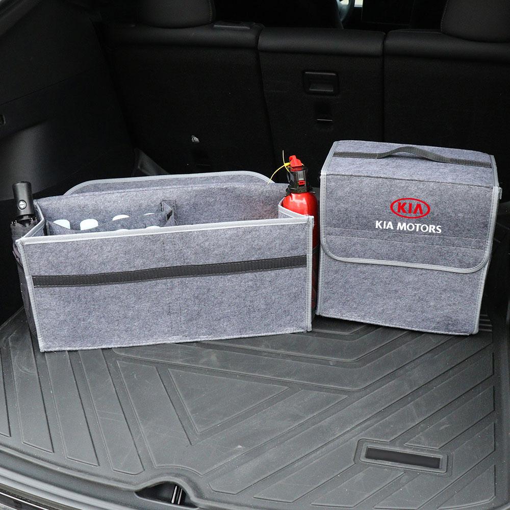 2026 Heißer Autoaufkleber 1 Stück Auto Kofferraum Aufbewahrungstasche Leder Campingbox Faltbar Für Kia Rio 3 Soul Picanto EV6 Cerato Niro Fort