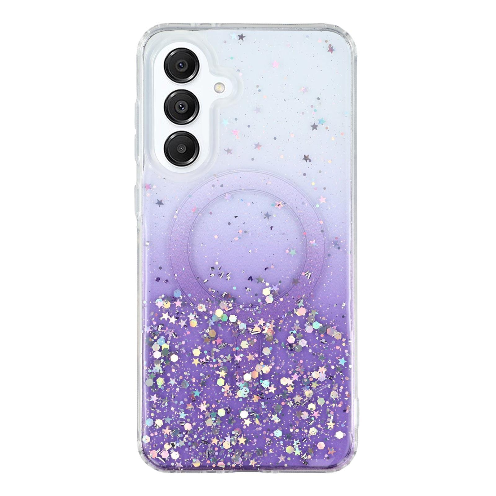 

For Samsung Galaxy A16 4G/5G Case Compatible with MagSafe Sparkle Epoxy TPU+Acrylic Phone Cover Purple