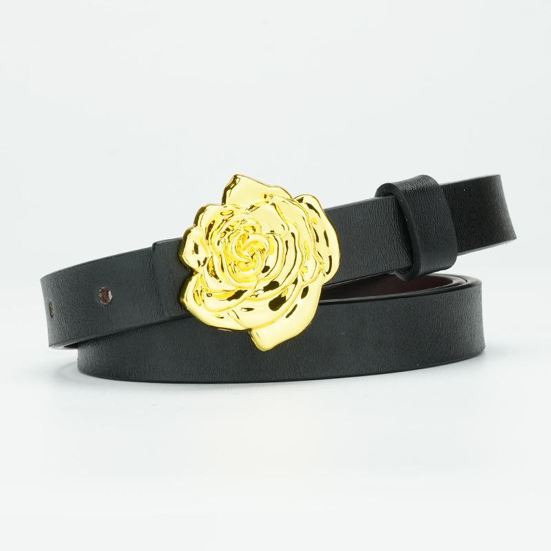 Women'S Leather Belt New Double-Sided Versatile Belt Pure Cowhide Women'S Smooth Buckle Belt Women