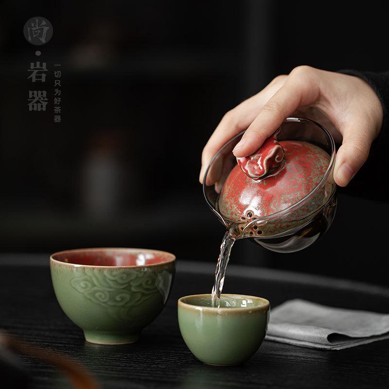 Kuaike Cup One Pot Two Cups Outdoor Portable Travel Tea Set Glass Tea Travel Bag Tea Set Gifts