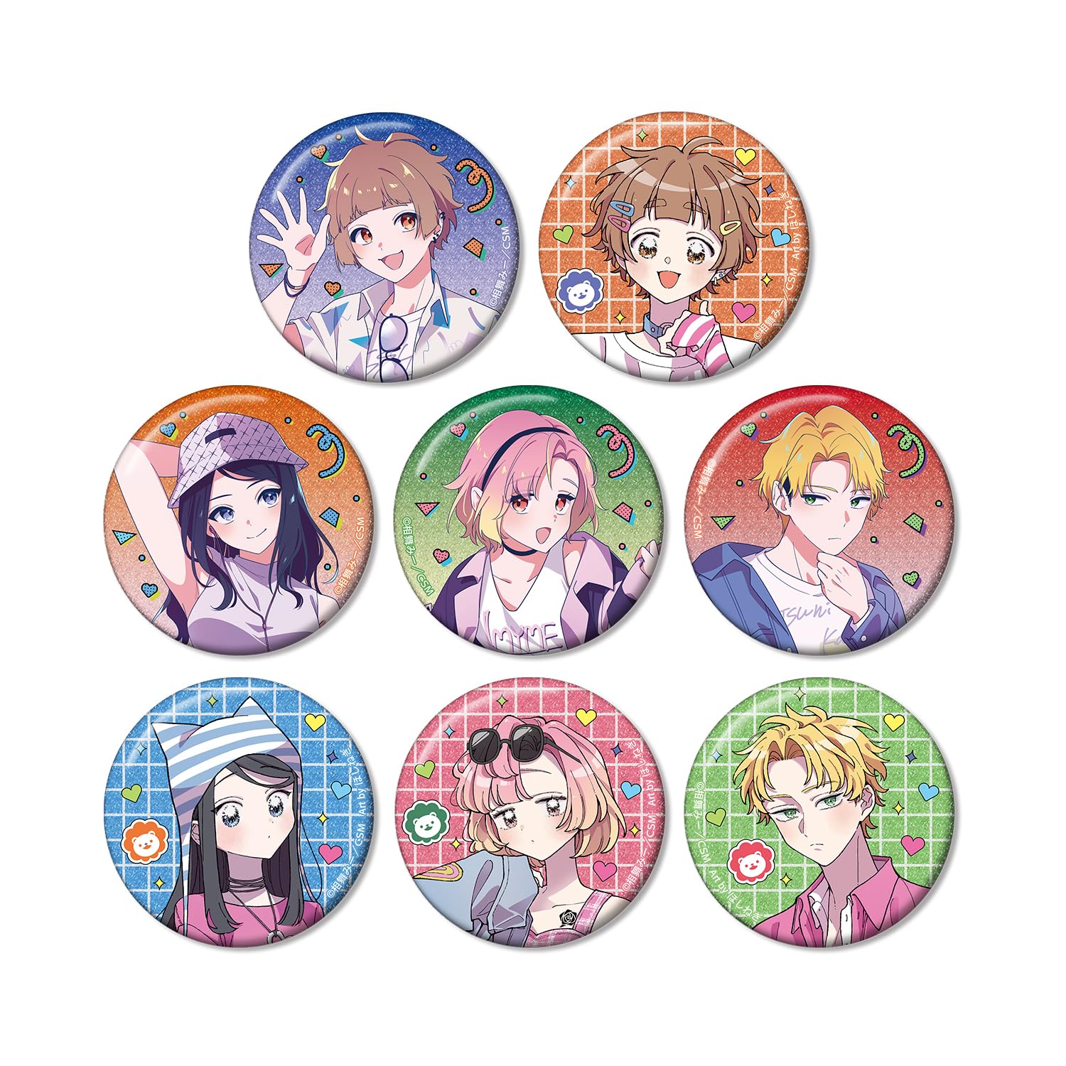 

Highly feminine by Aimai City Pop version illustration Y2K trading glitter box of 8 Shishihara-kun Mii, & Hoshinegimi s version, badges,