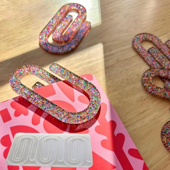 Paper Clip Bookmark Mold Flexible Silicone Mold Resin Craft Mold for DIY Paper Clip Bookmarks Album Clips Business Card Clips