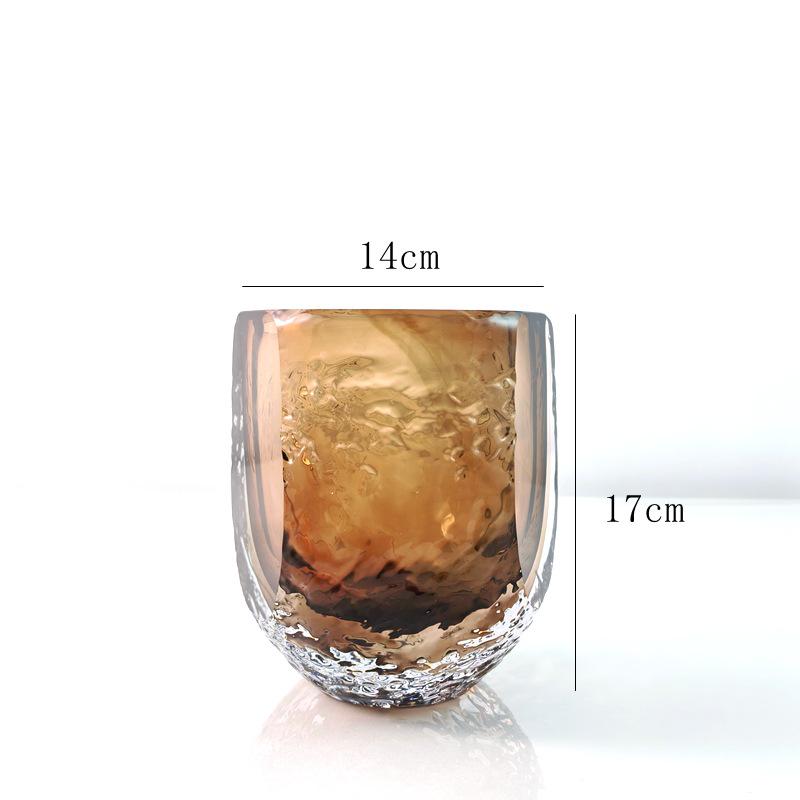 

Elegant Handmade Glass Vase for Living Room Decor and Coffee Table Ornament Coffee Color