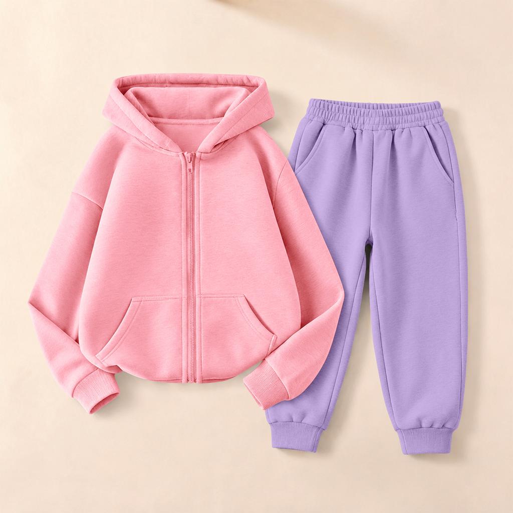 Kids Unisex Hooded Sweatshirt and Sweatpants Set Versatile Casual Sportswear for Boys Girls
