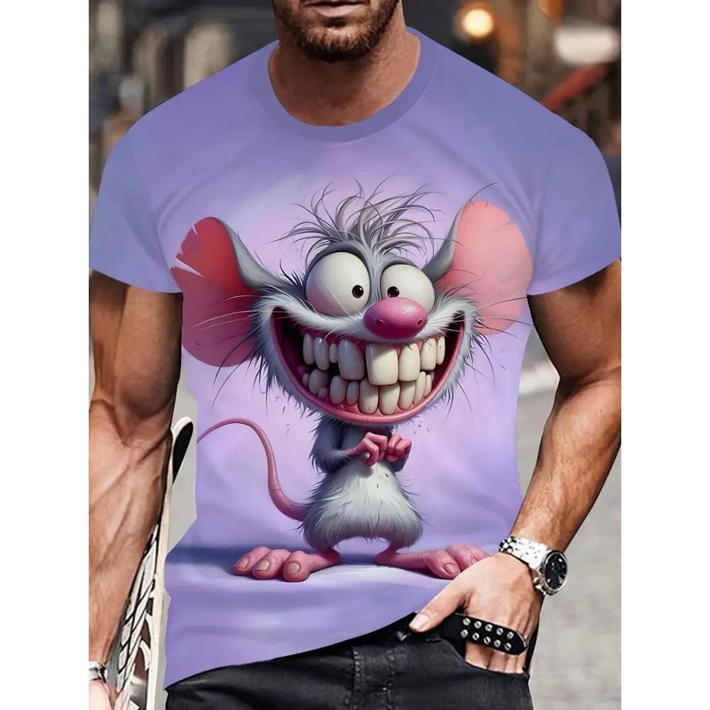 Grumbling Cat Squirrel Pattern T Shirt For Men Funny Animals 3D Printed Tees Casual Short Sleeve Round Neck Tops Street Kids T-Shirts