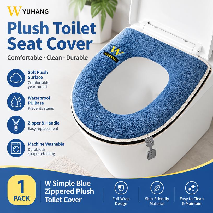 Zippered Plush Toilet Seat Cover for All Seasons