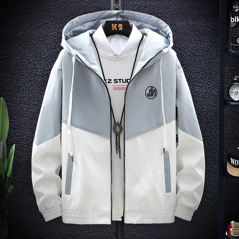 Spring and Autumn Holiday Two-piece Jacket Men's Hooded Hong Kong Style Jacket Men's Youth Korean Style Trendy Student Thickened Jacket
