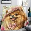 Pomeranian Print Flannel Blanket, High quality Comfortable for All Seasons, Home Decor, Warmth and Comfort, Perfect for Christmas Gifts