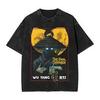 Heißer Verkauf Clan Wu Tang Globale Tour Mercah Grafikdruck T-Shirt Harajuku Mode Übergroßes T-Shirt Unisex Vintage Gewaschene Baumwolle Oberteile