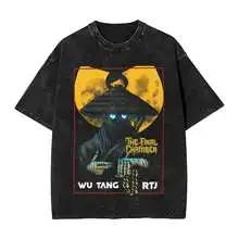 Heißer Verkauf Clan Wu Tang Globale Tour Mercah Grafikdruck T-Shirt Harajuku Mode Übergroßes T-Shirt Unisex Vintage Gewaschene Baumwolle Oberteile