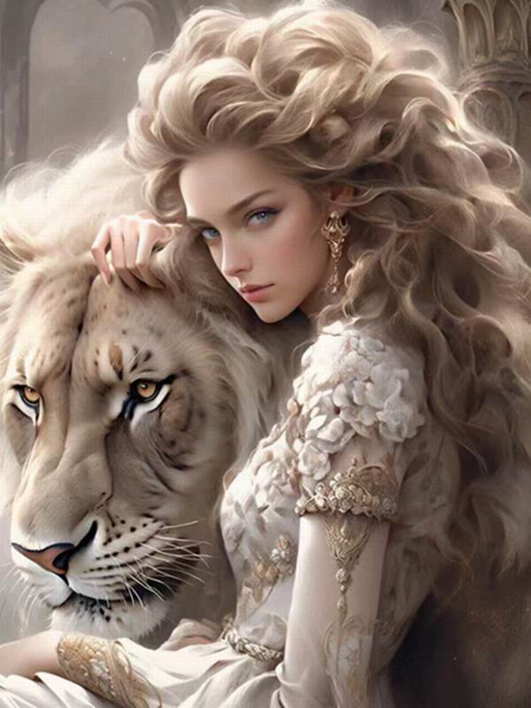 Elegant Women Diamond Painting New Arrivals Animals Diy Full Square Round Drill Rhinestone Embroidery Woman Lion Mosaic Cross Stitch Kits