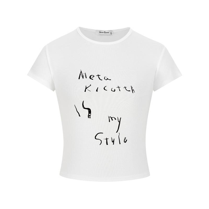 Internet Celebrity Explosion Letter Short-sleeved T-shirt Women, Summer New Slim Slim Slim Print Top