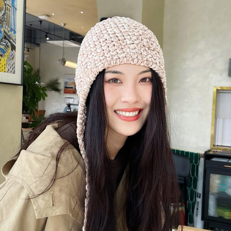 Strap Knit Bonnet Hat C3 Beige C3 Beige