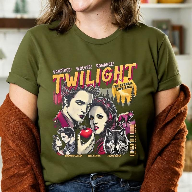 Vintage Movie Lovers Twilight Fans Homage Tshirt Gift for Book Lover Twilight Saga Comic Vampires Wolves RoUnisexce Retro Tee