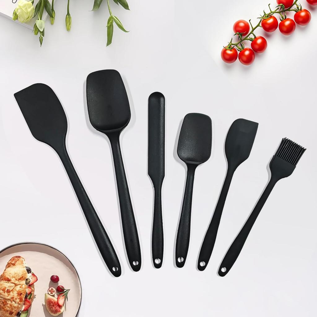 6 Pieces Silicone Spatula Set, Rubber Spatulas Silicone Heat Resistant Spatula Set for Kitchen Use, Food Grade Rubber Spatula with Ergonomic Grip,