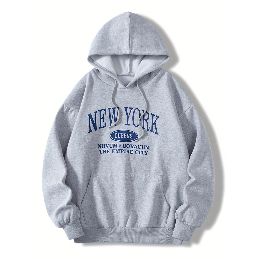 Hooded sweatshirt with letters printed on it S серый