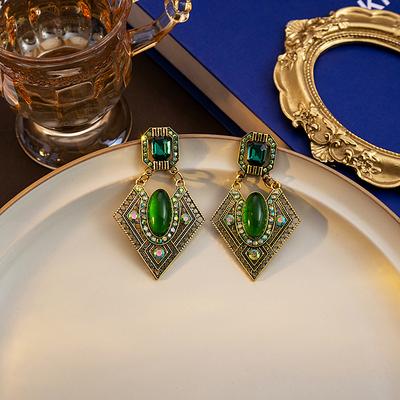 Vintage Middle Eastern Style Ear Studs for Women - Elegant Square Retro Earrings