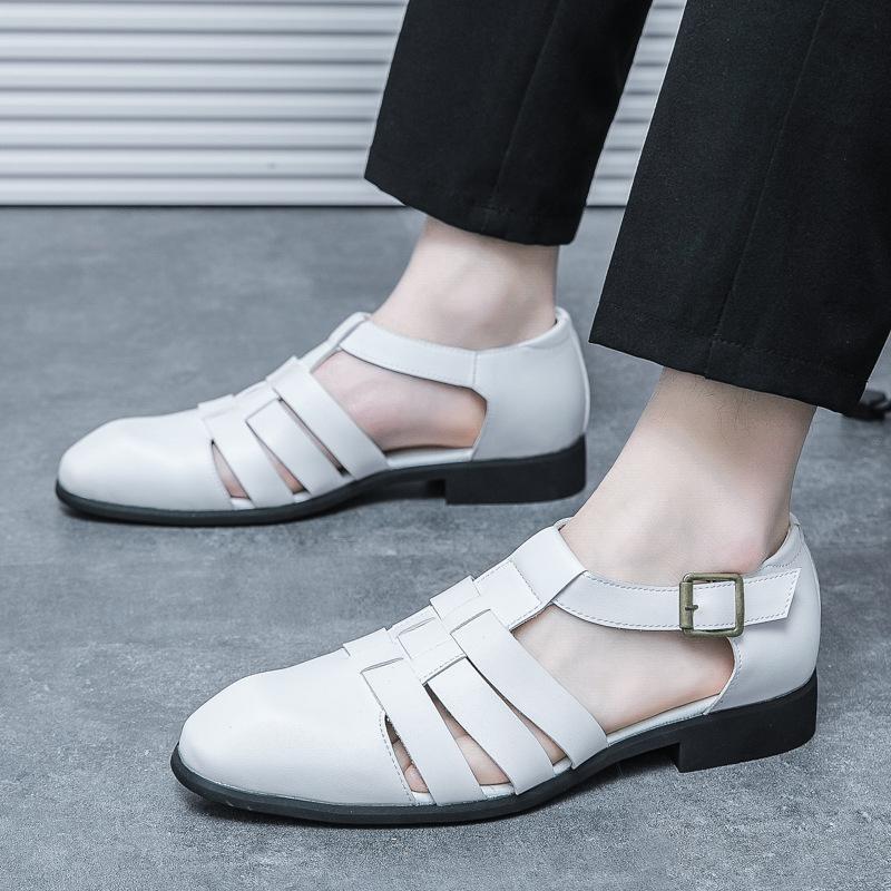 

Large size summer new sandals fashion men s casual shoes trend breathable hollow leather sandals 46