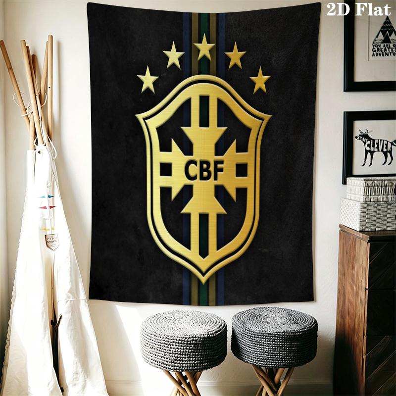 Brazilian Football Wall Tapestry Aesthetic Wall Hanging Printed Fabric Blanket Decorative Tapestries for Bedroom Living Room Home Decor