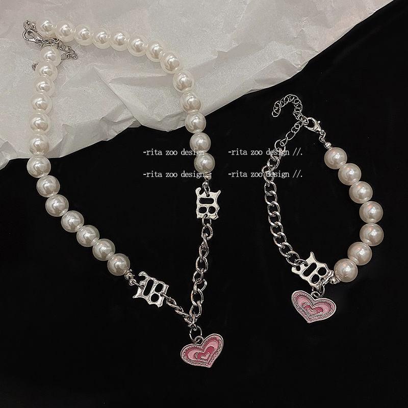 ins cute millennial sister y2k child love chain bracelet collarbone chain sweetheart various hair