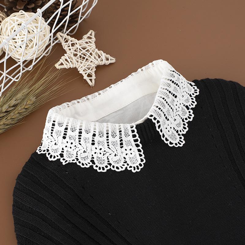New Fake Collar Shirt Women White Lapel Ruffles Stand False Collar Woman Girls Detachable Collar Lace Removable Half Shirt