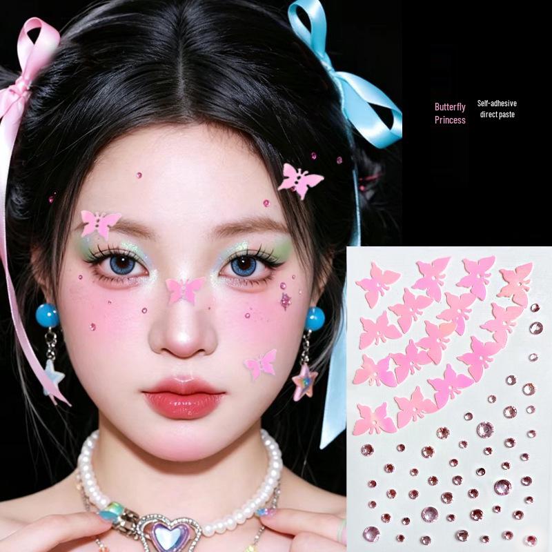 Aurora Butterfly Rhinestone Face Stickers for Children's Stage Makeup