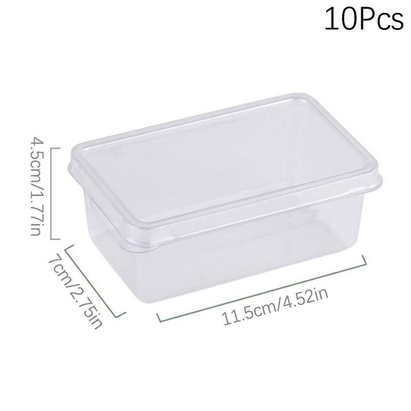 

10 шт. прозрачных пластиковых контейнеров на петлях для еды на вынос, коробки для упаковки пищевых продуктов, подходят для десертов, тортов, печенья, салатов, еды Box 10Pcs