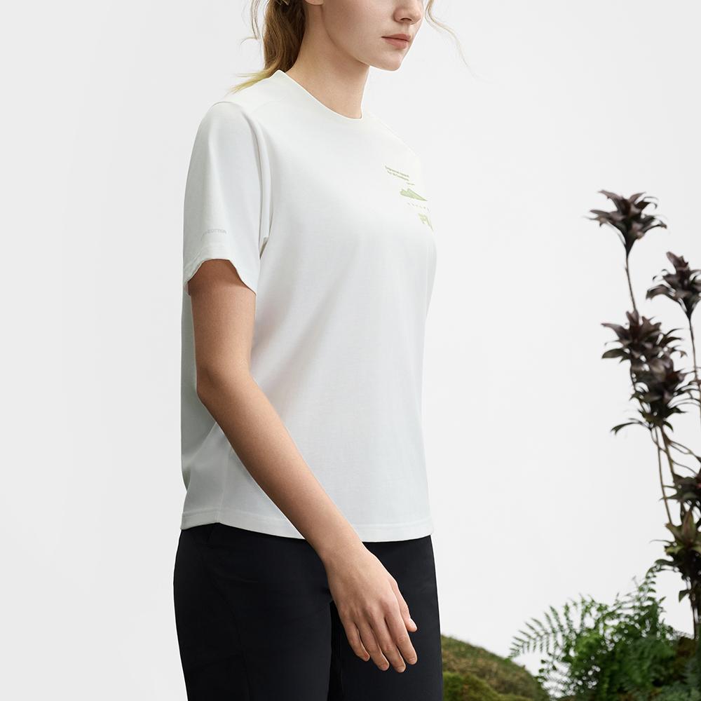 FILA Explorer Knitted Loose Professional Sports Short Sleeve T-Shirt Women Tops Snow-White A11W527113F-WT