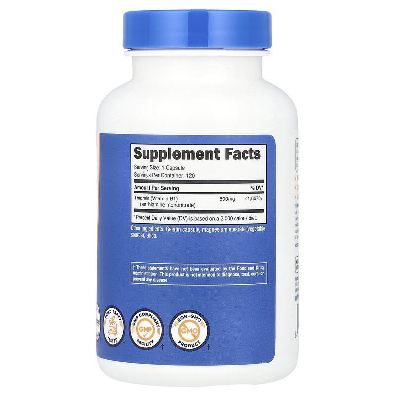 Vitamin B1, 500 mg, 120 Kapseln