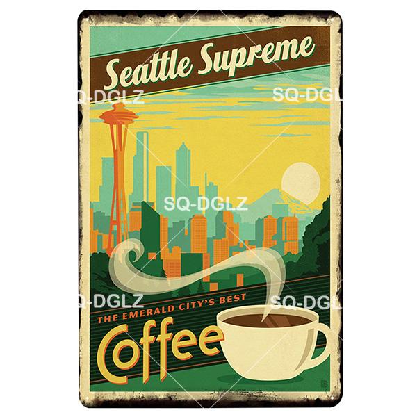 SQDGLZCOFFEE Menu Metal Sign Vintage Plaque Plate Decor For Pub Bar Wall Decor Break Coffee Tin Signs Retro Paris Cafe Poster