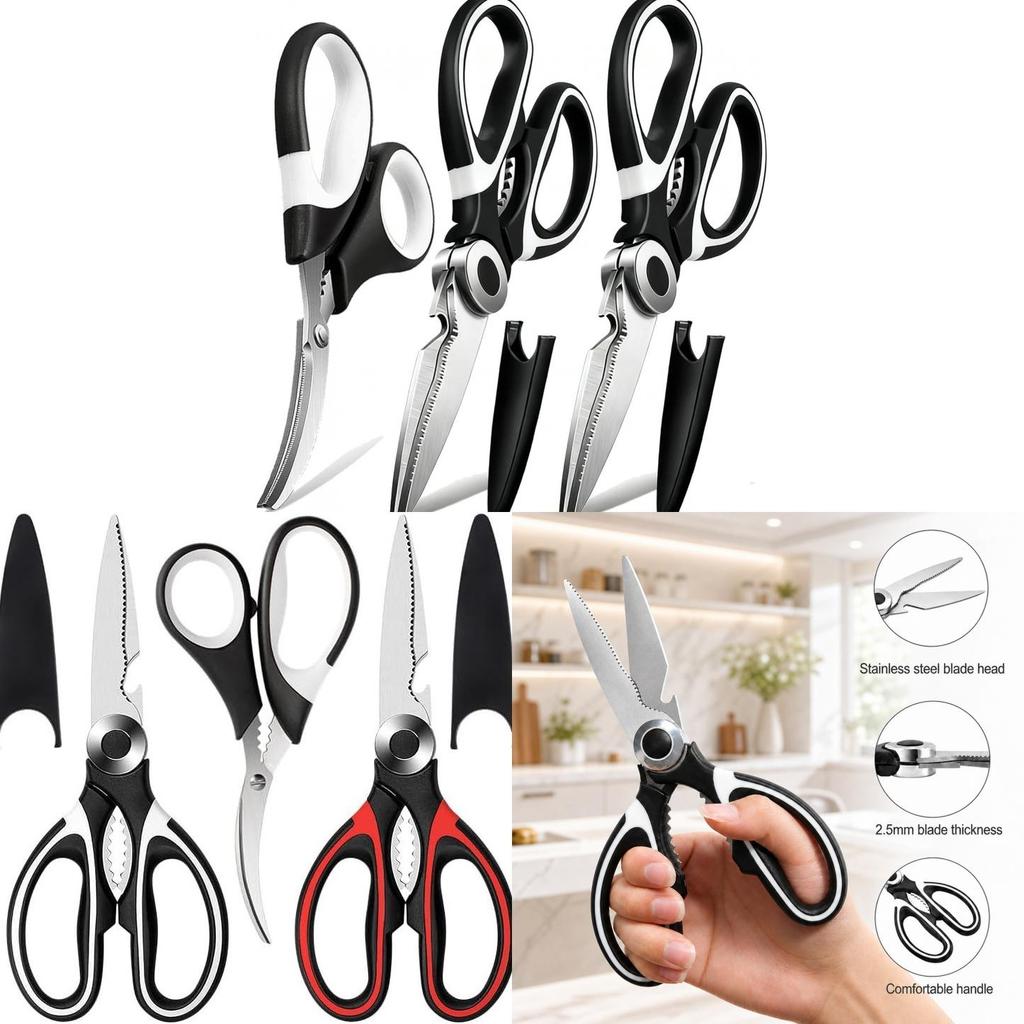 Kitchen Scissors Set With Stainless Steel Blades For Seafood And Meat Preparation